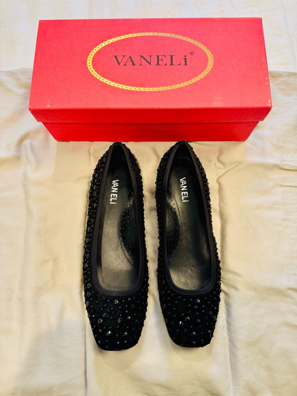 VANELI Size 9 Black Embellished Flats